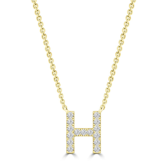 9ct Yellow Gold Diamond Initial 'H' Necklace