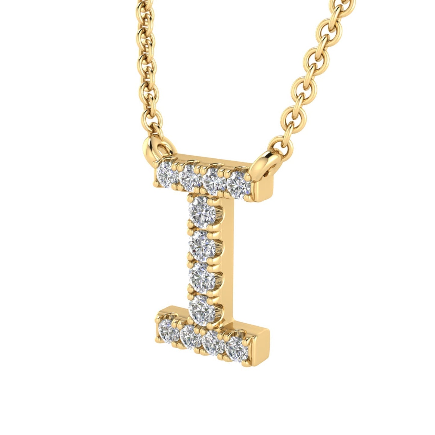 9ct Yellow Gold Diamond Initial 'I' Necklace