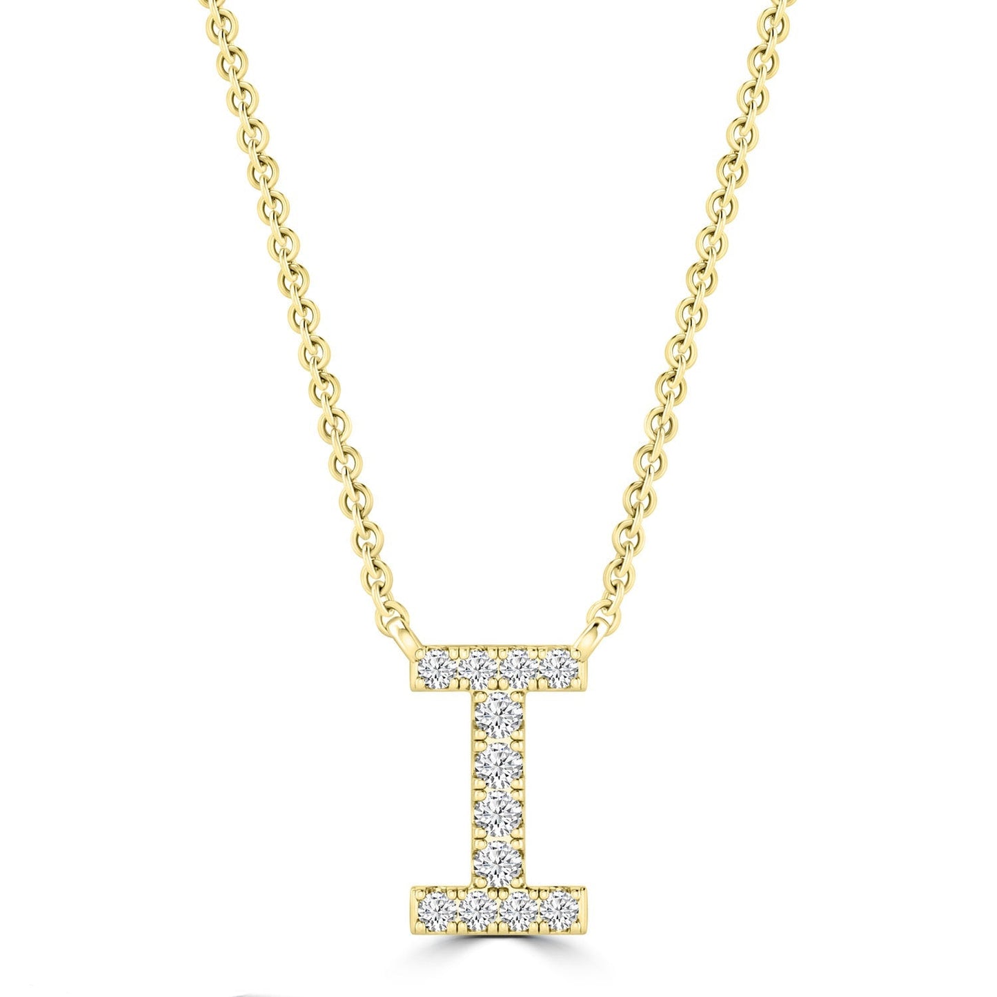 9ct Yellow Gold Diamond Initial 'I' Necklace