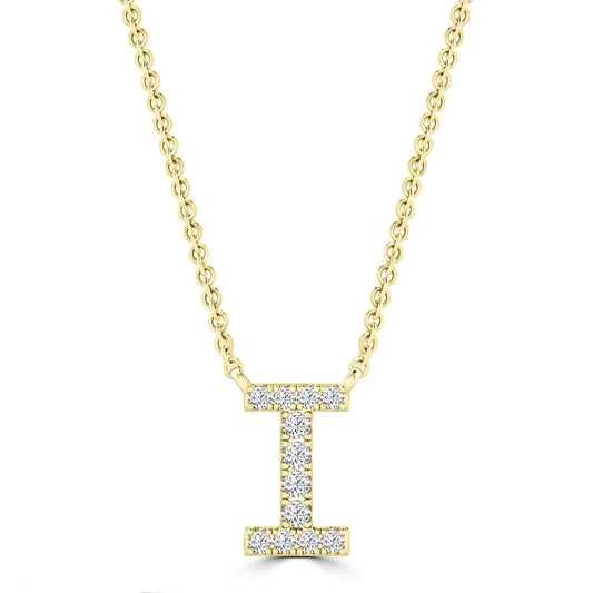 9ct Yellow Gold Diamond Initial 'I' Necklace