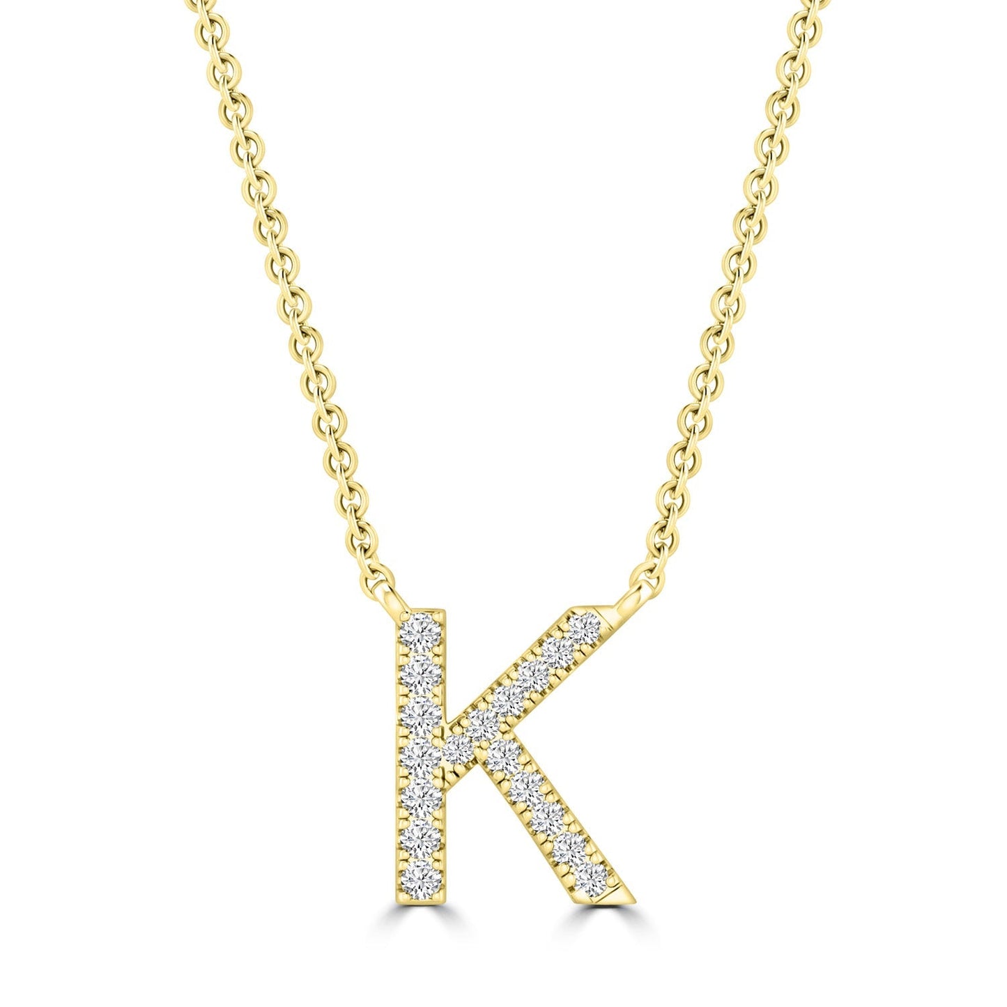 9ct Yellow Gold Diamond Initial 'K' Necklace