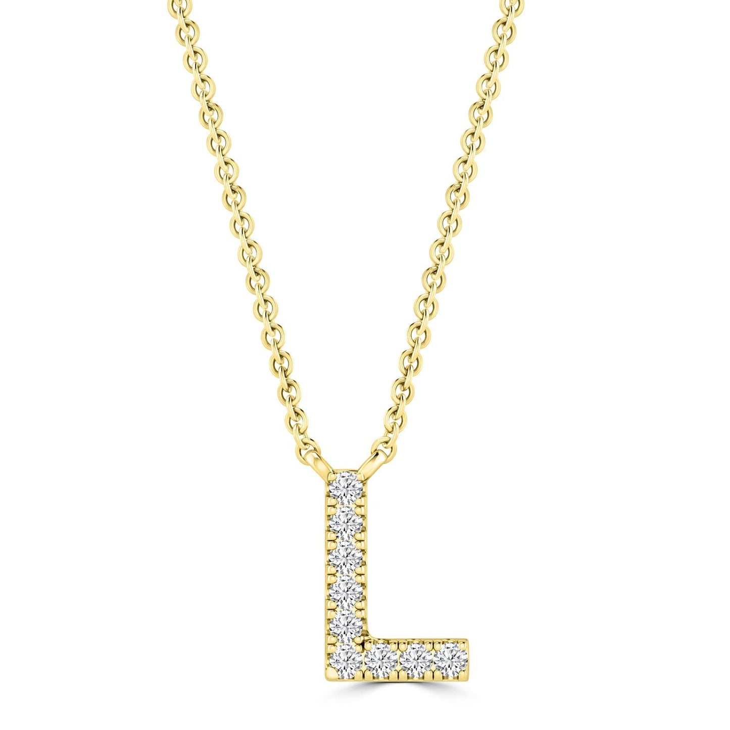 9ct Yellow Gold Diamond Initial 'L' Necklace