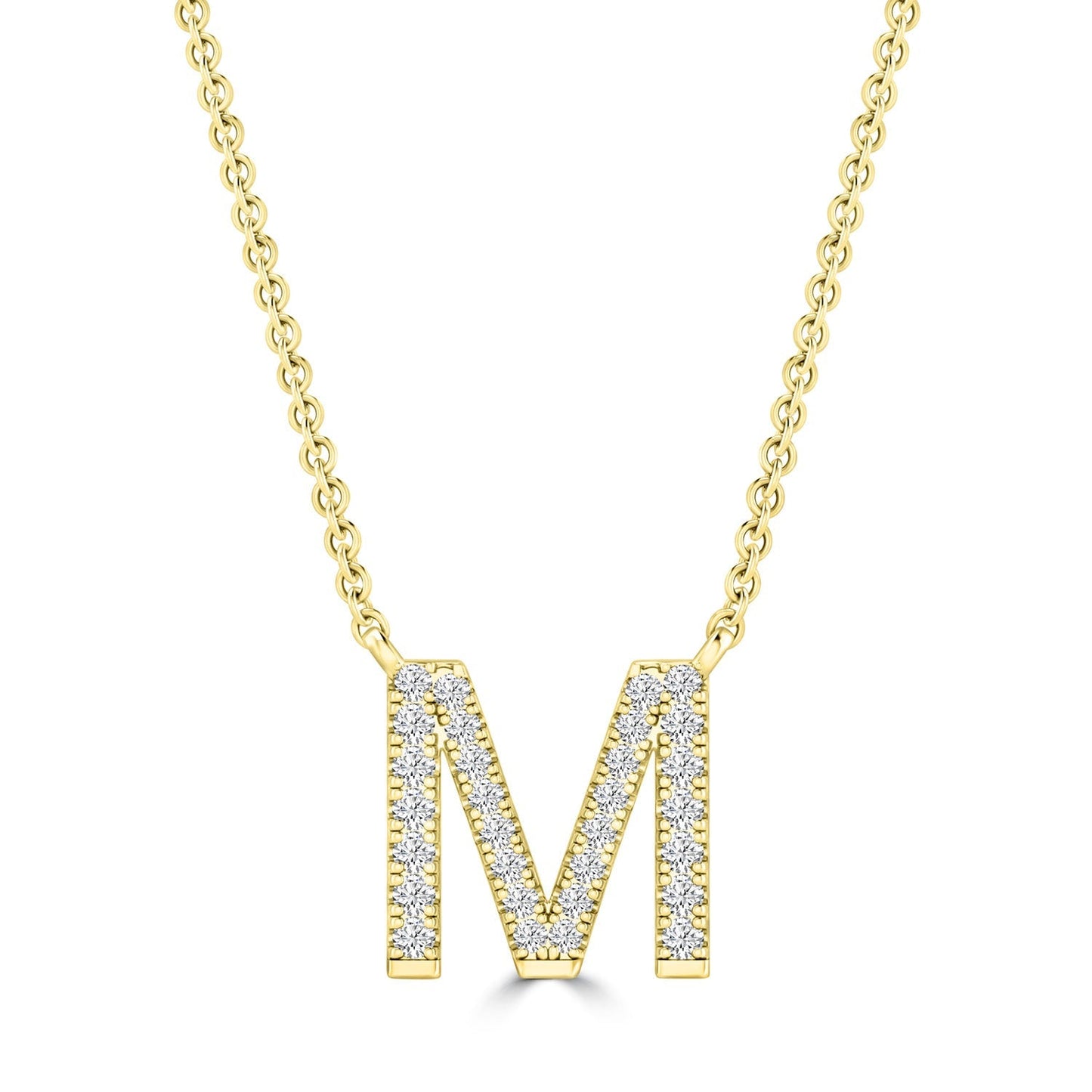 9ct Yellow Gold Diamond Initial 'M' Necklace
