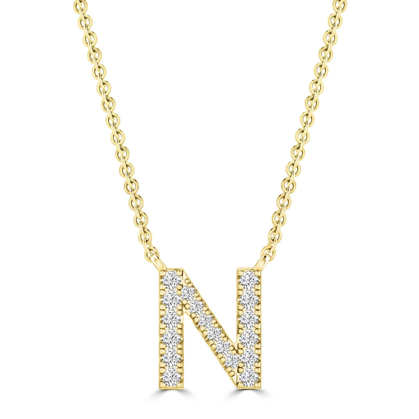 9ct Yellow Gold Diamond Initial 'N' Necklace