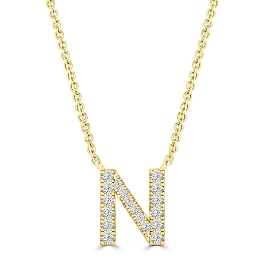 9ct Yellow Gold Diamond Initial 'N' Necklace