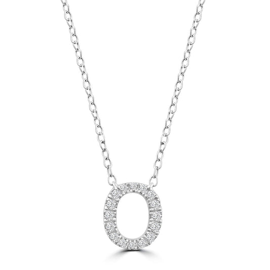 9ct White Gold Diamond Initial 'O' Necklace