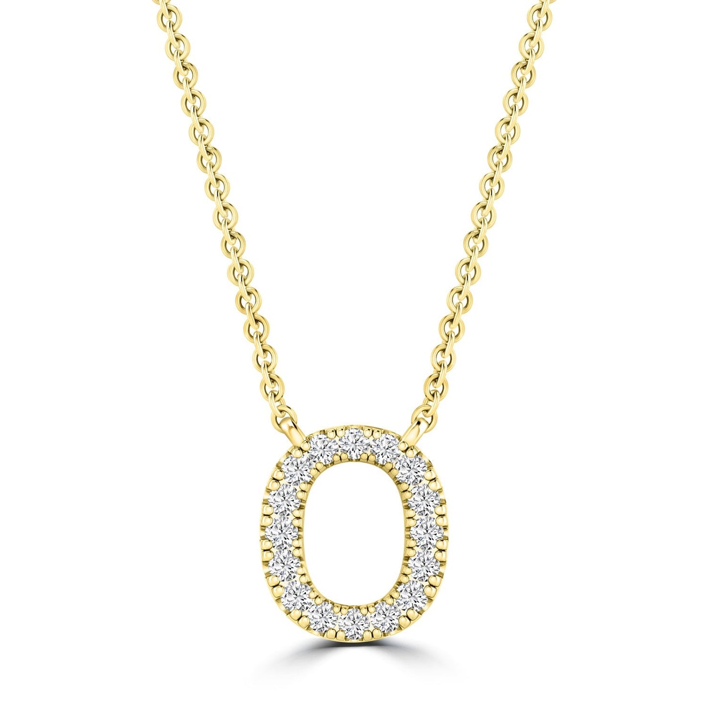 9ct Yellow Gold Diamond Initial 'O' Necklace