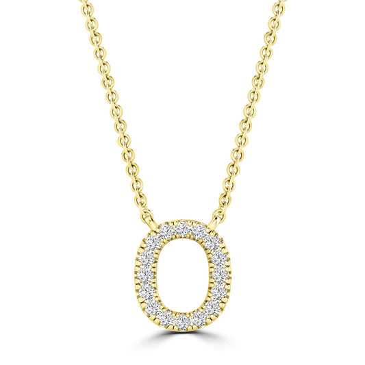 9ct Yellow Gold Diamond Initial 'O' Necklace