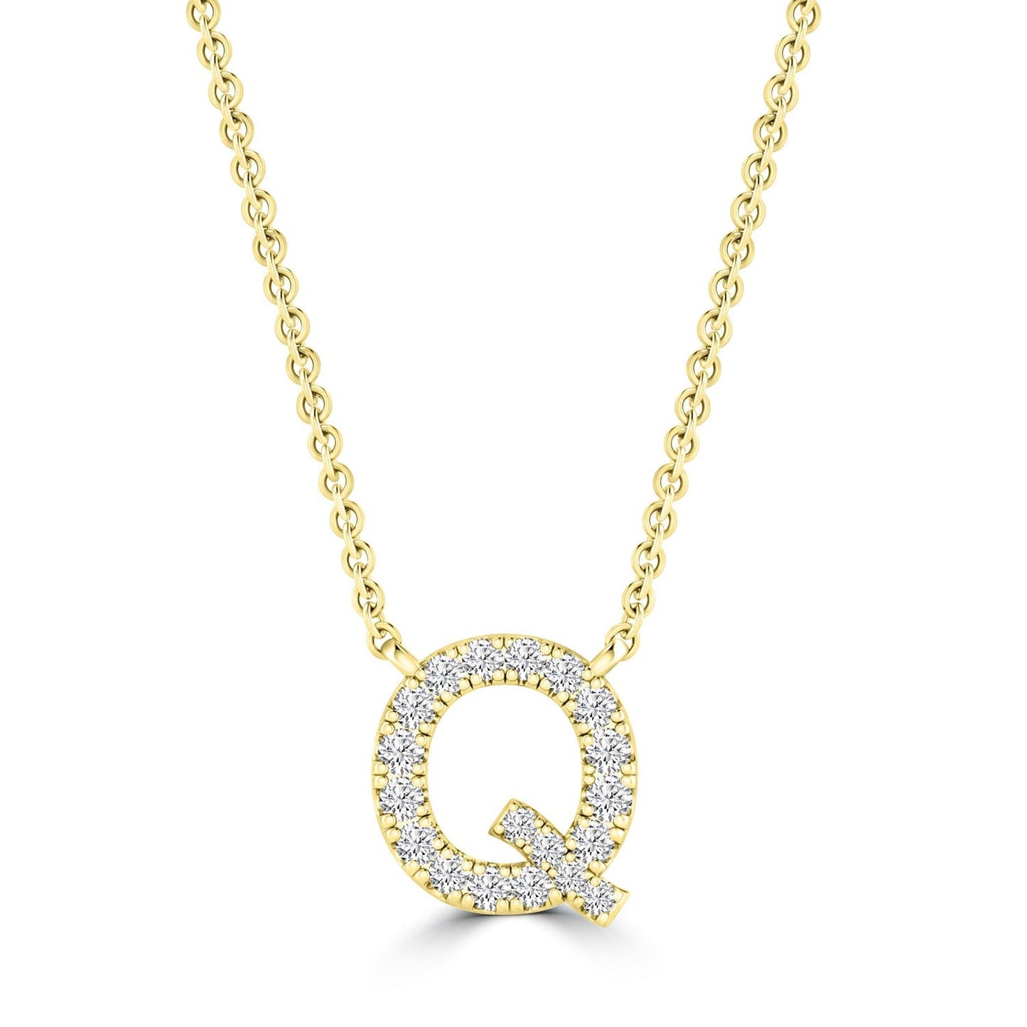 9ct Yellow Gold Diamond Initial 'Q' Necklace