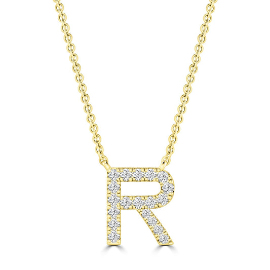 9ct Yellow Gold Diamond Initial 'R' Necklace