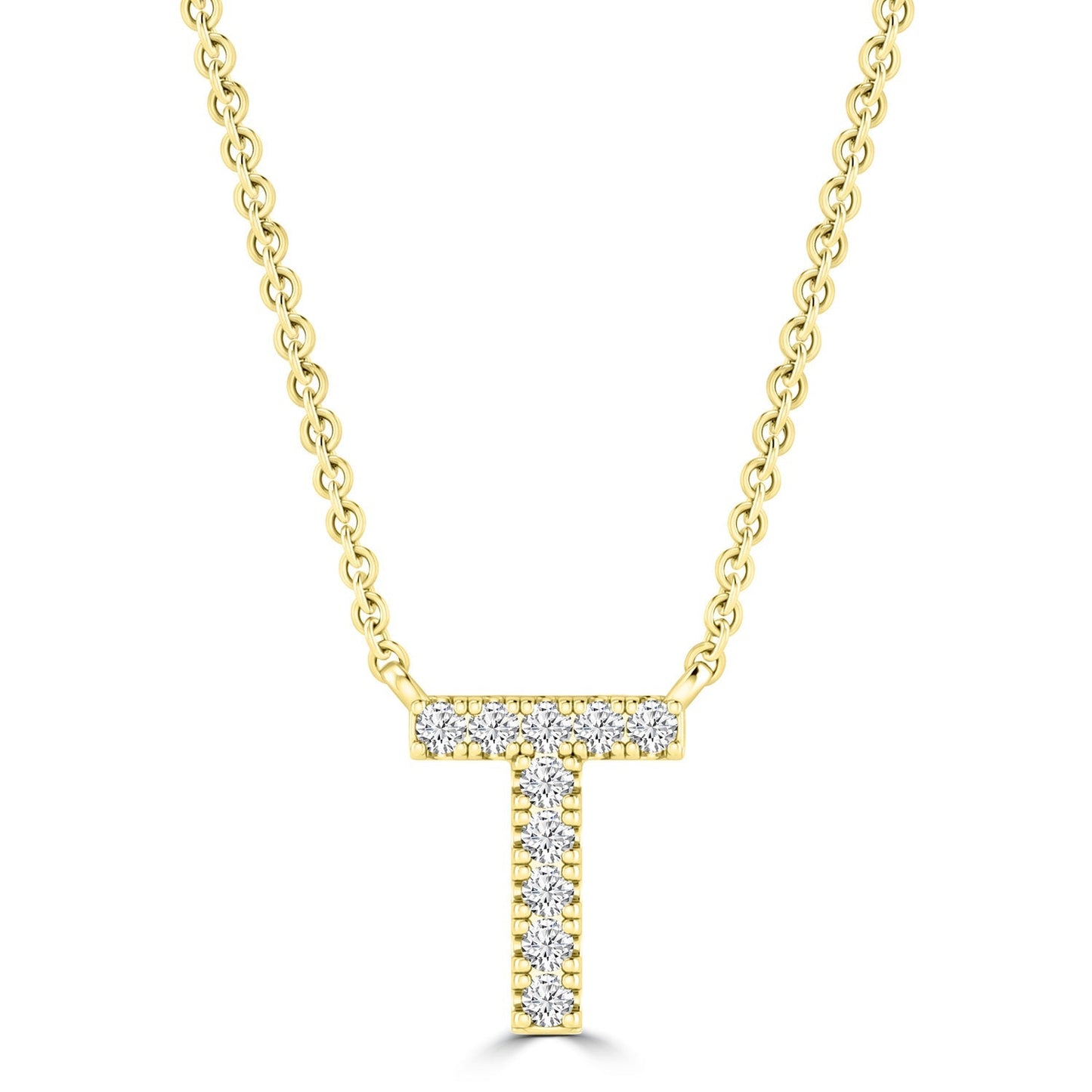 9ct Yellow Gold Diamond Initial 'T' Necklace
