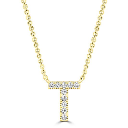 9ct Yellow Gold Diamond Initial 'T' Necklace