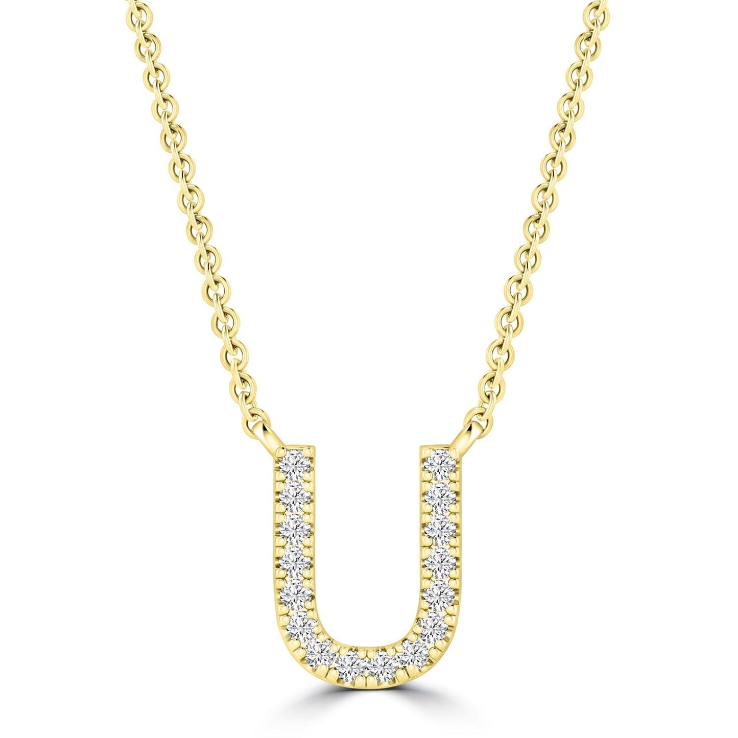 9ct Yellow Gold Diamond Initial 'U' Necklace