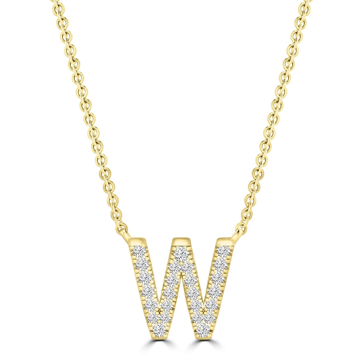 9ct Yellow Gold Diamond Initial 'W' Necklace