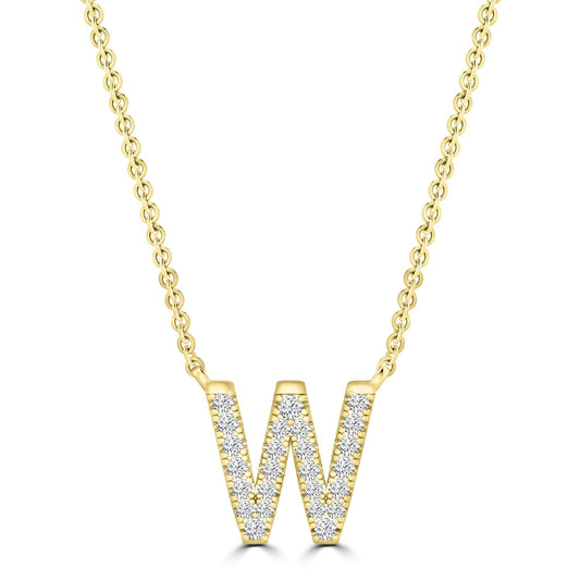 9ct Yellow Gold Diamond Initial 'W' Necklace