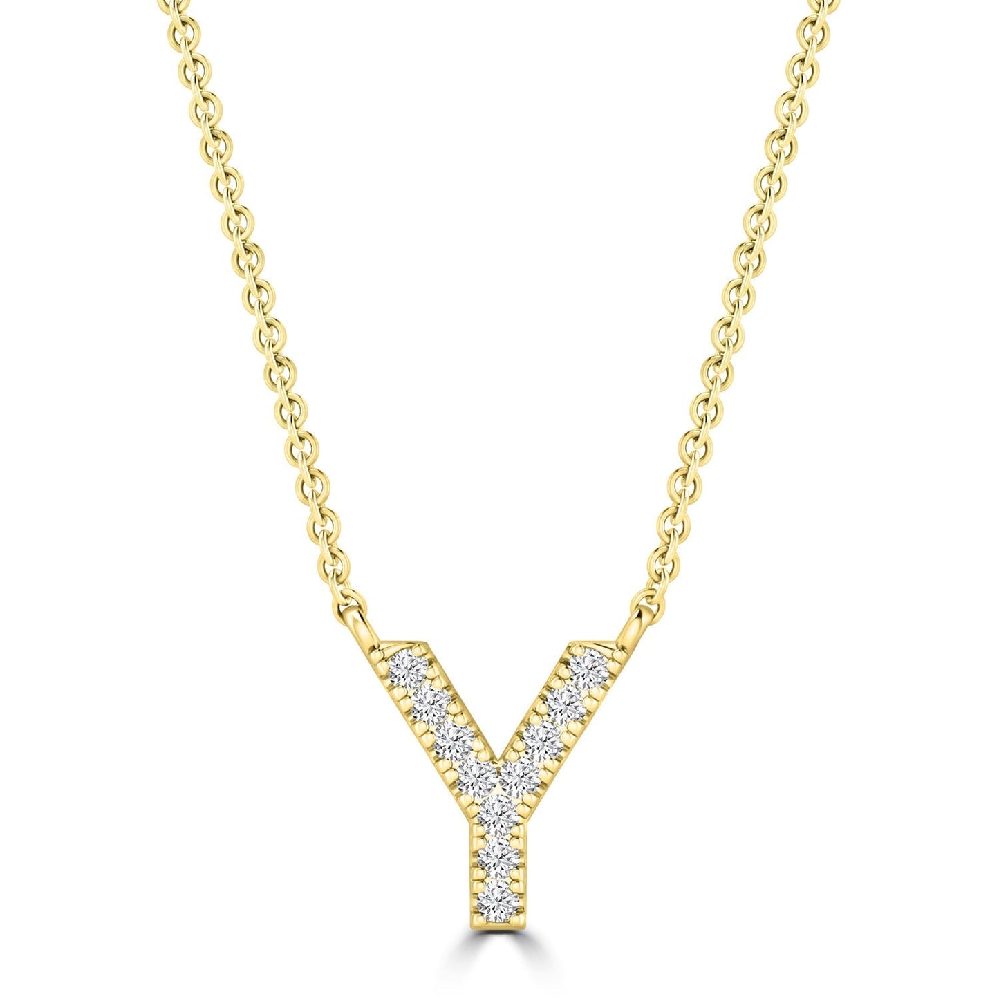 9ct Yellow Gold Diamond Initial 'Y' Necklace