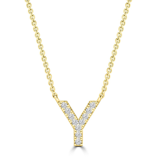 9ct Yellow Gold Diamond Initial 'Y' Necklace