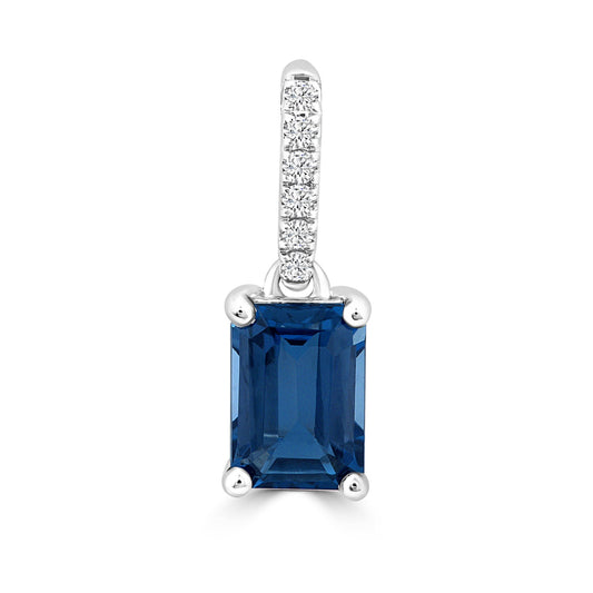 0.04ct HI I1 Diamond & Blue Topaz Pendant in 9ct White Gold