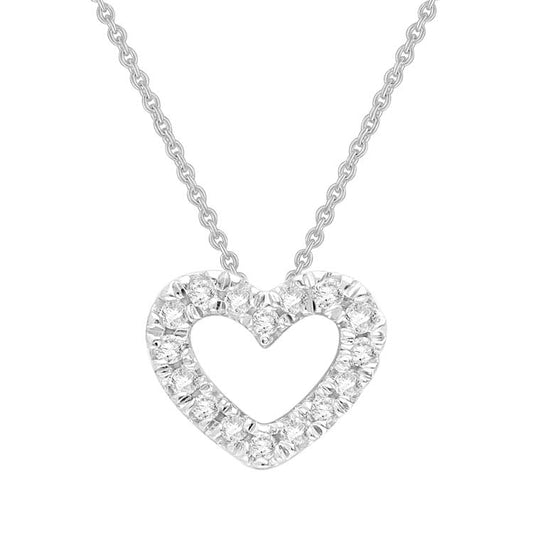 0.04ct Diamond Heart Necklace 45cm in 9ct White Gold