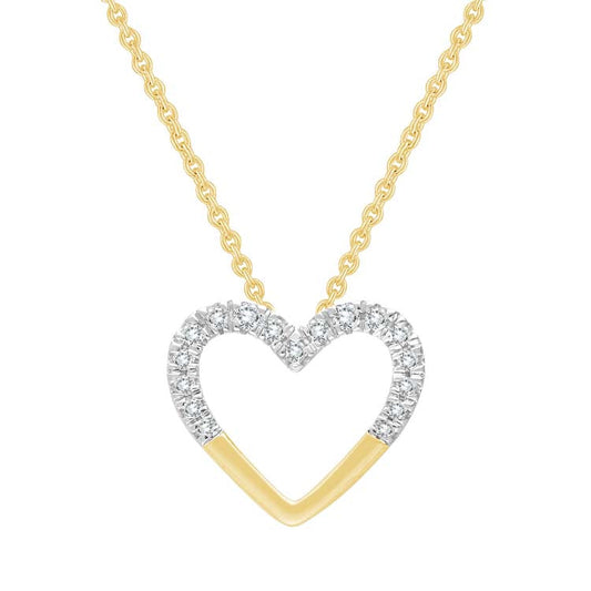 0.08ct Half Diamond Heart Necklace 45cm in 9ct Yellow Gold