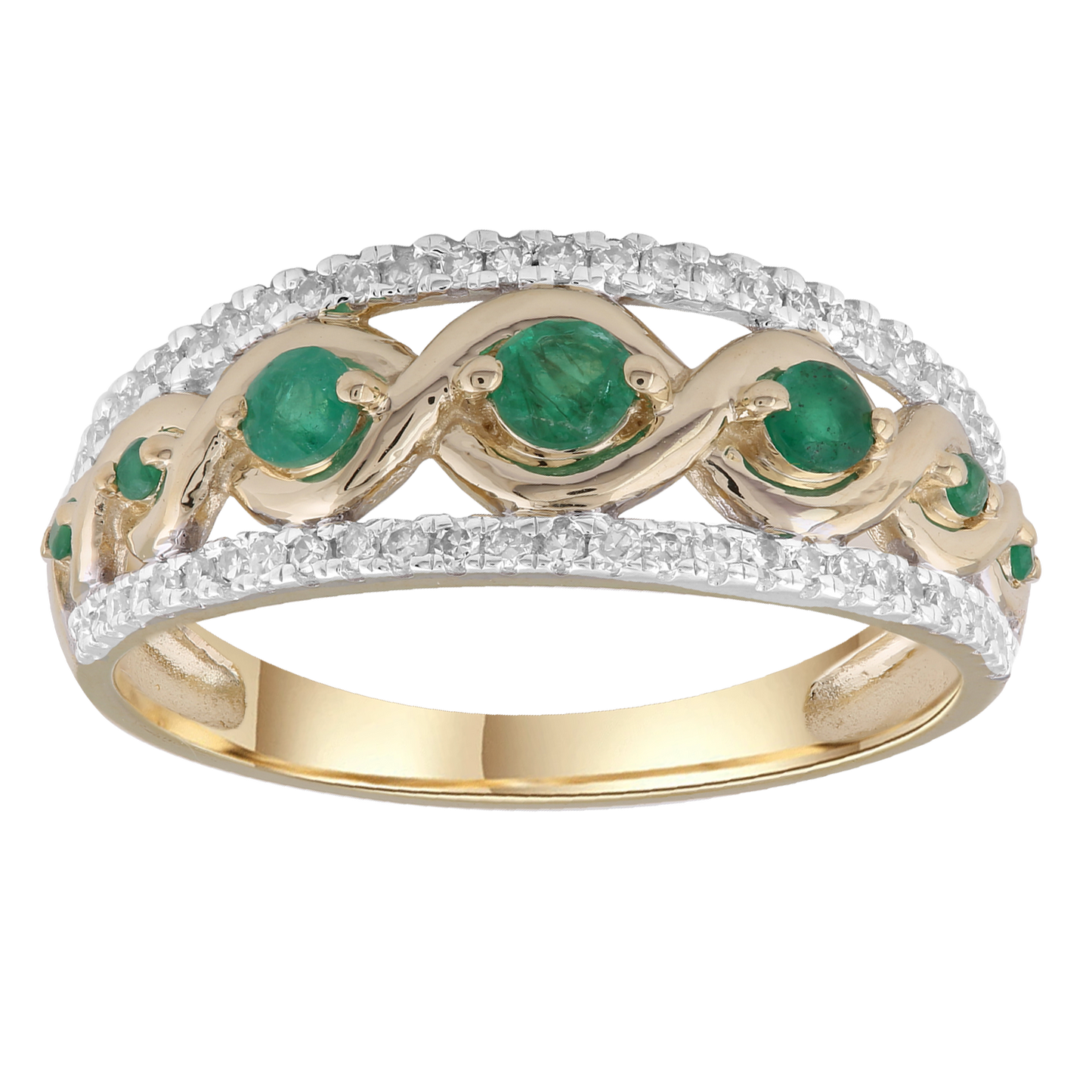 Emerald Ring with 0.20ct Diamonds in 9ct Yellow Gold
