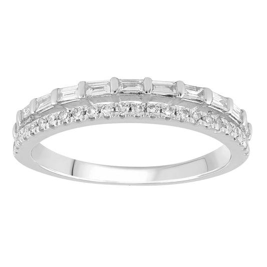 Two Row Ring with 0.33ct Diamonds in 9ct White Gold