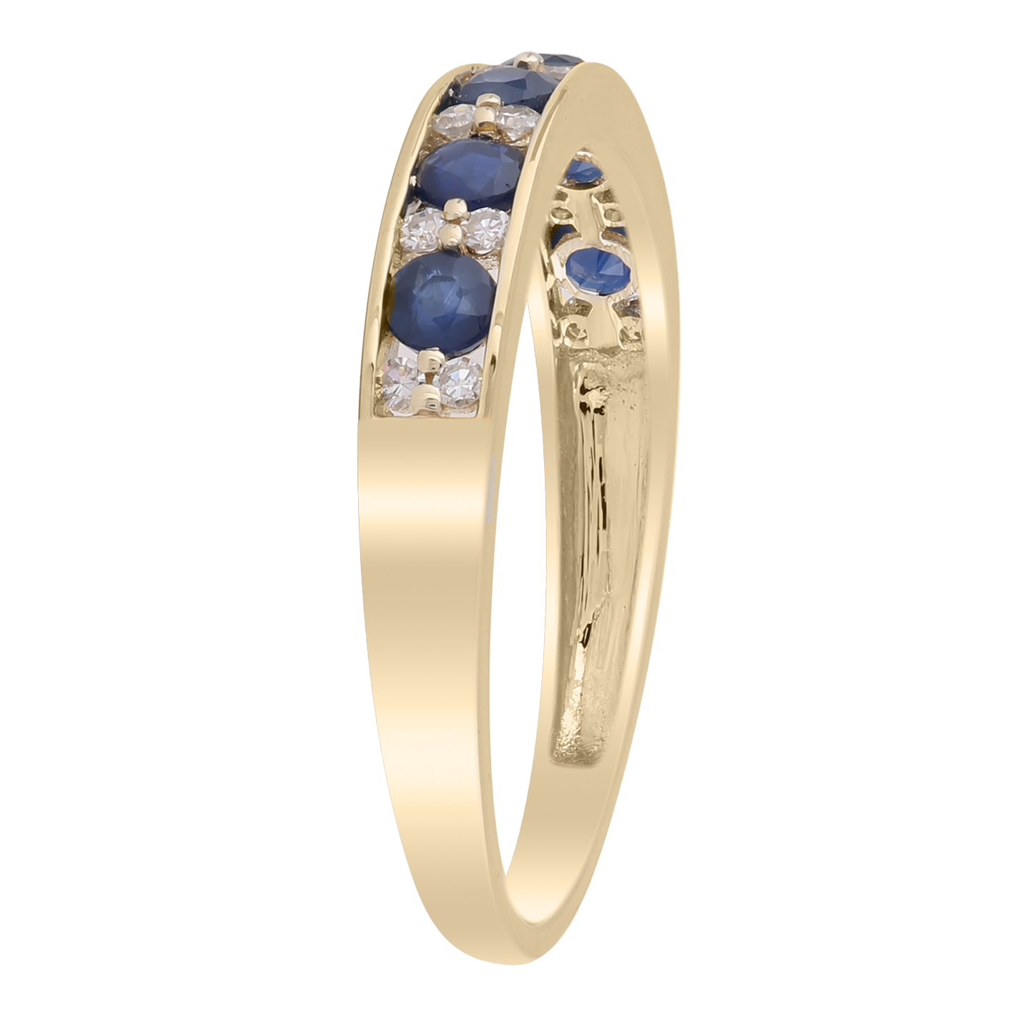 Sapphire Band Ring with 0.10ct Diamonds in 9ct Yellow Gold