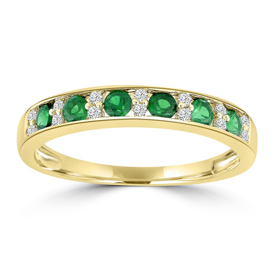 Diamond Emerald Ring with 0.10ct Diamonds in 9ct Yellow Gold
