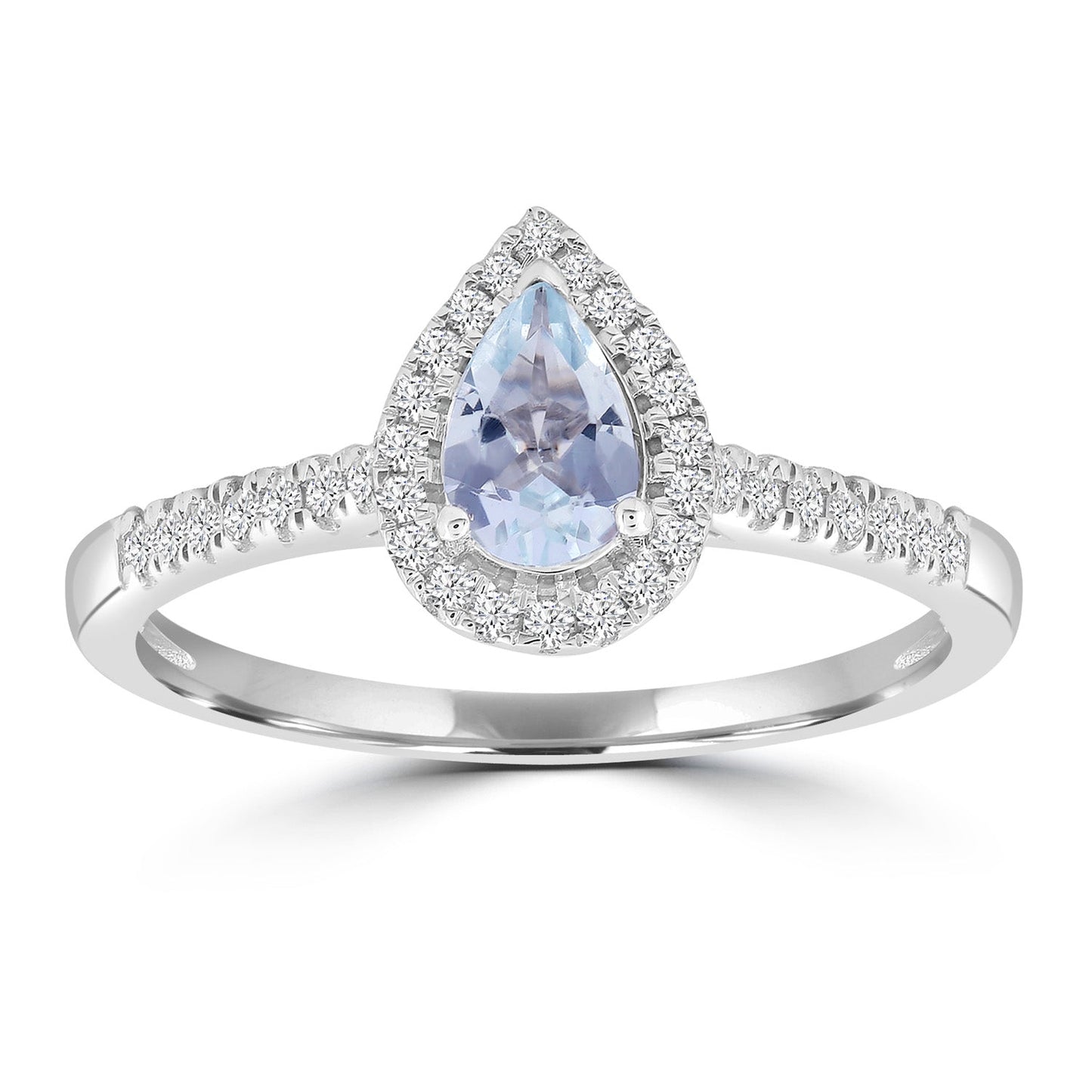 Aquamarine Ring with 0.15ct Diamonds in 9ct White Gold