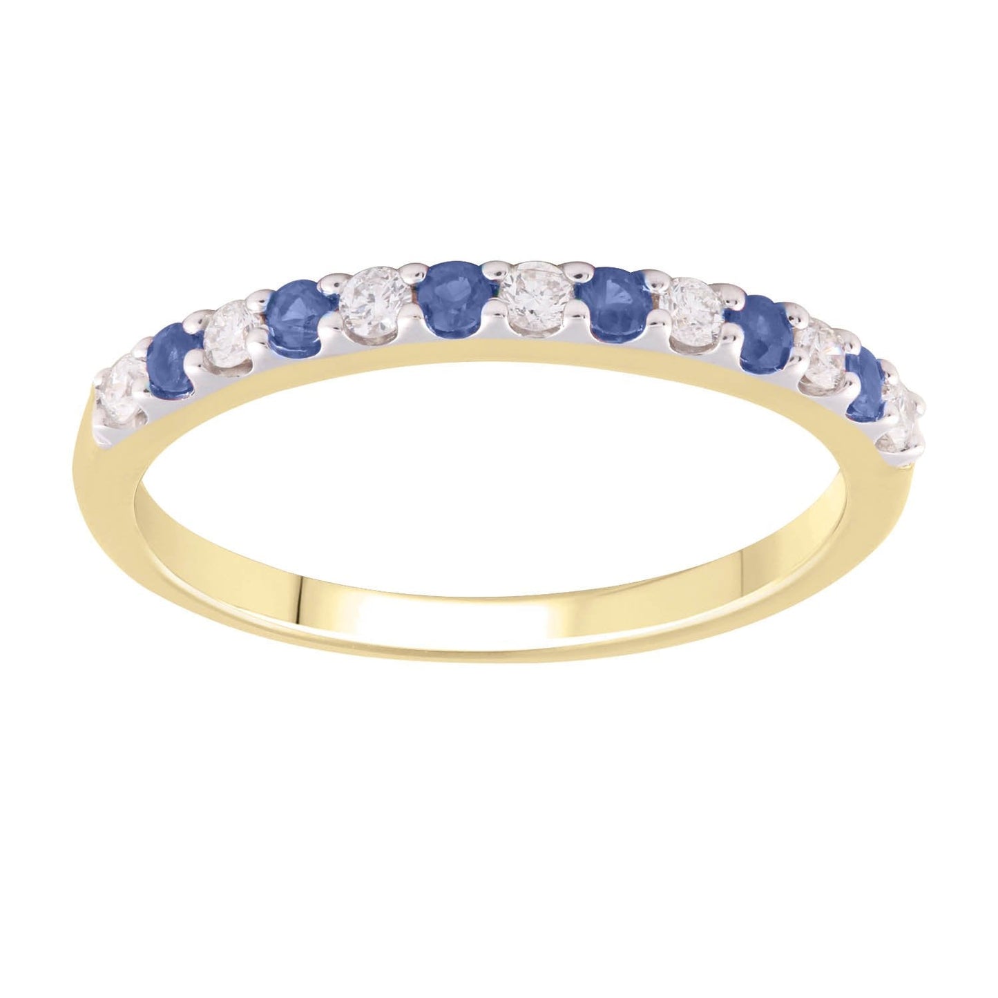 Sapphire Ring with 0.15ct Diamonds in 9ct Yellow Gold