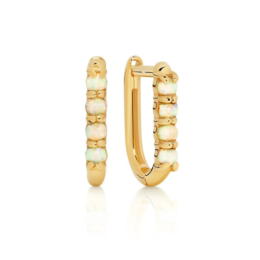 9ct gold synthetic opal huggie