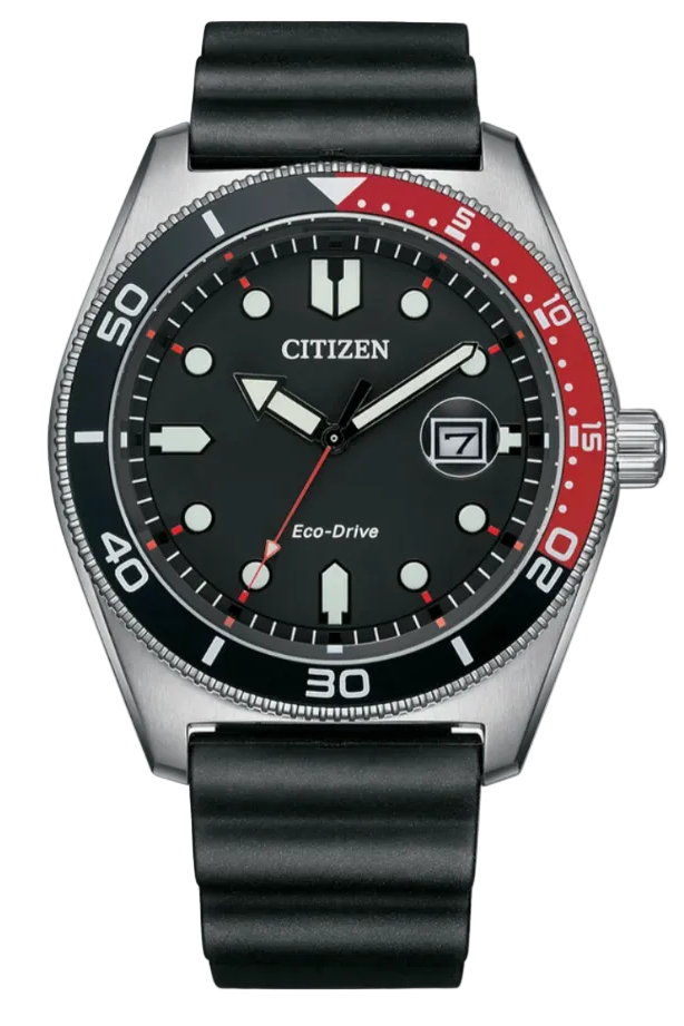 Citizen Men's Silver Black Rubber Watch
