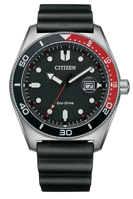 Citizen Men's Silver Black Rubber Watch
