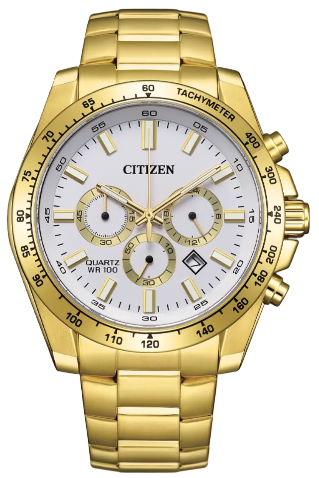 Citizen Sports Chronograph Gold White Dial Men's Watch