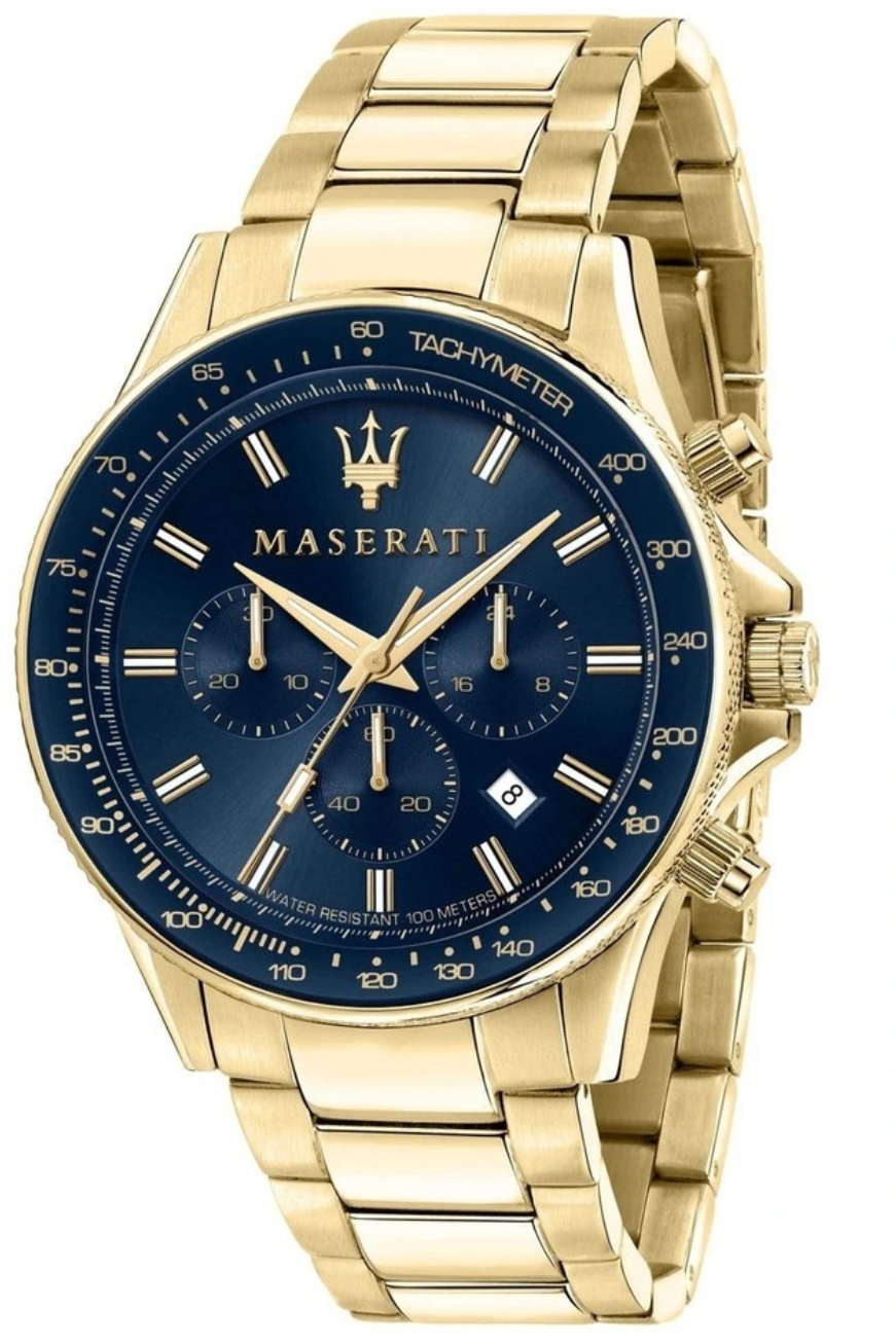 Maserati Sfida Chronograph Blue Dial Gold Bracelet Watch