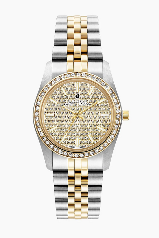 Inspiration Glamour Two-Tone Gold with Stones Dial Swiss Watch - Jacques Du Manoir