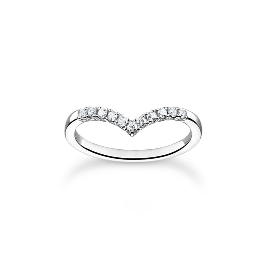 THOMAS SABO Ring V-shape with white stones silver
