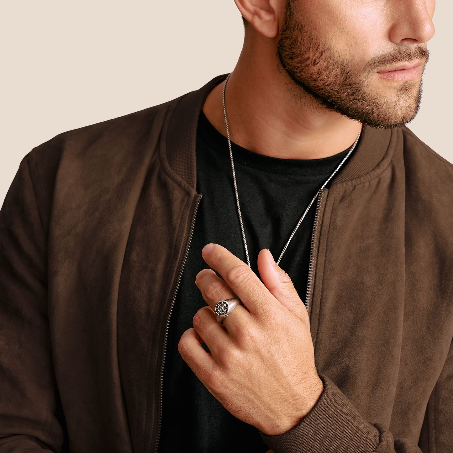 THOMAS SABO Signet Ring Compass Black Zirconia