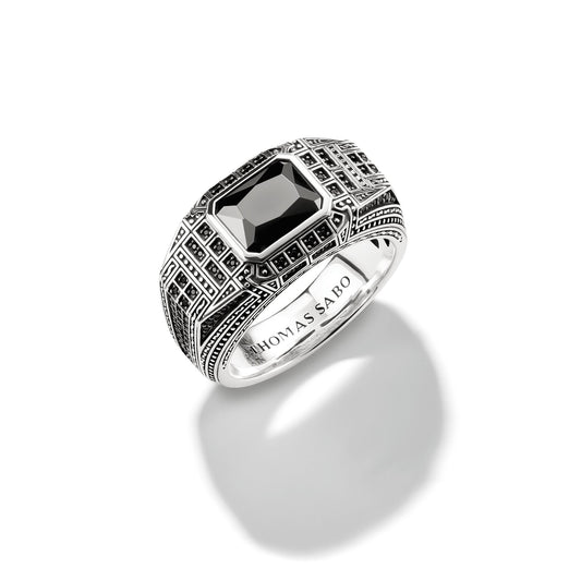 THOMAS SABO Signet Ring with Onyx and Black Stones