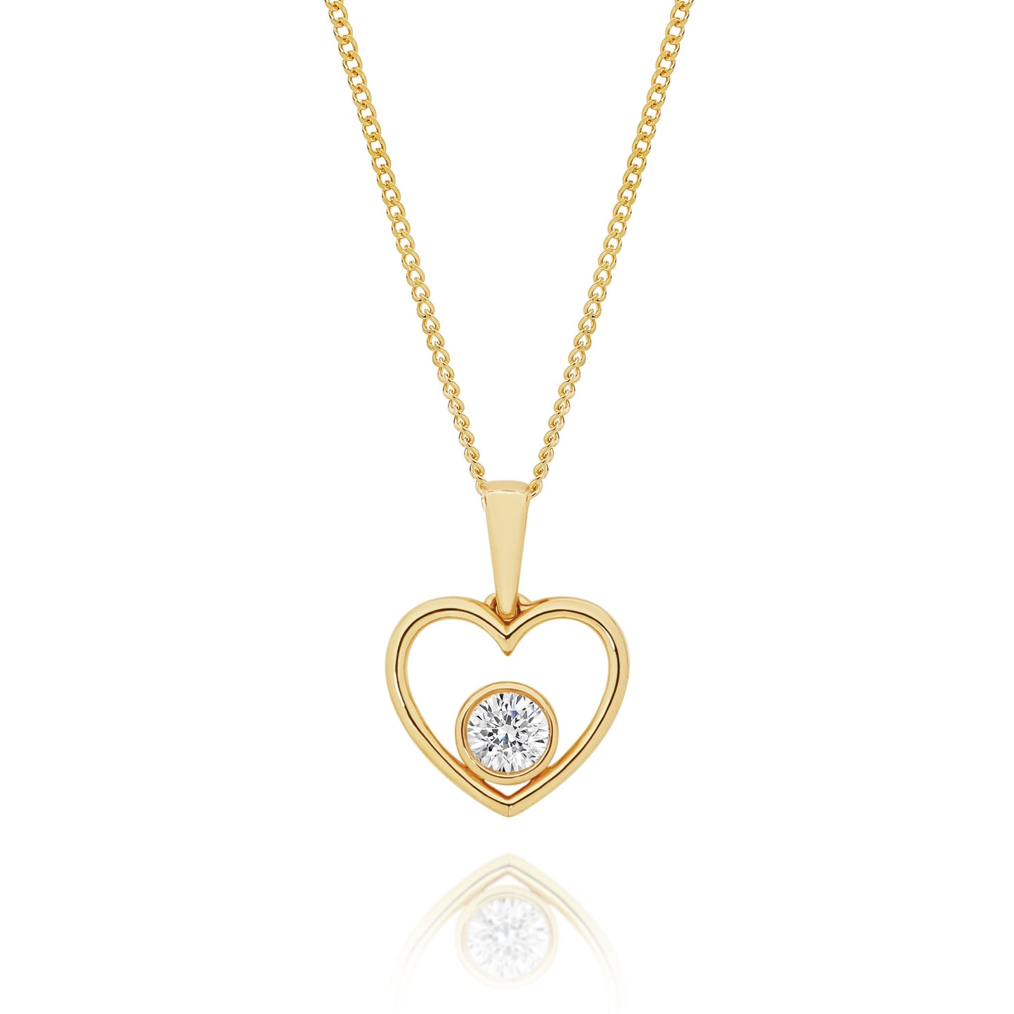 9ct Yellow Gold 0.15ct Lab Grown Diamond Heart Pendant