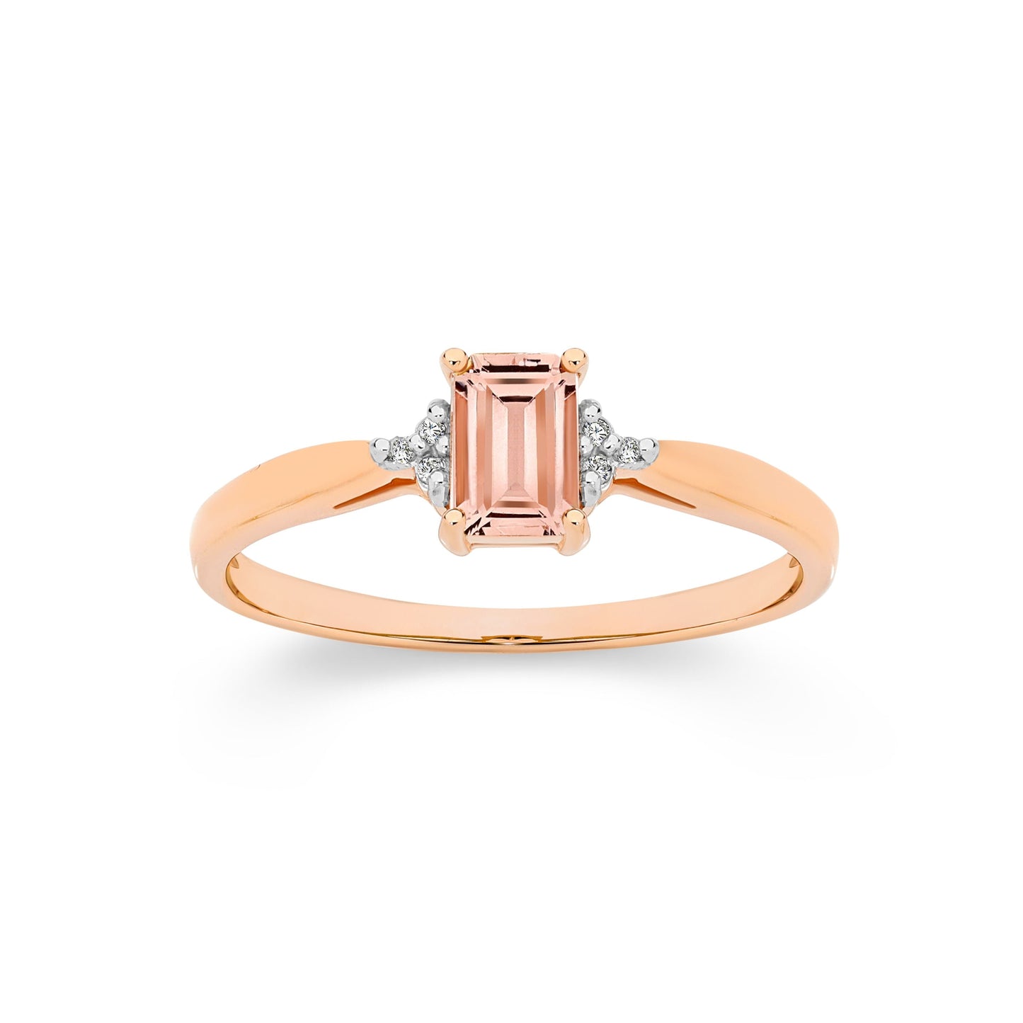 9ct Rose Gold Morganite and Diamond Ring