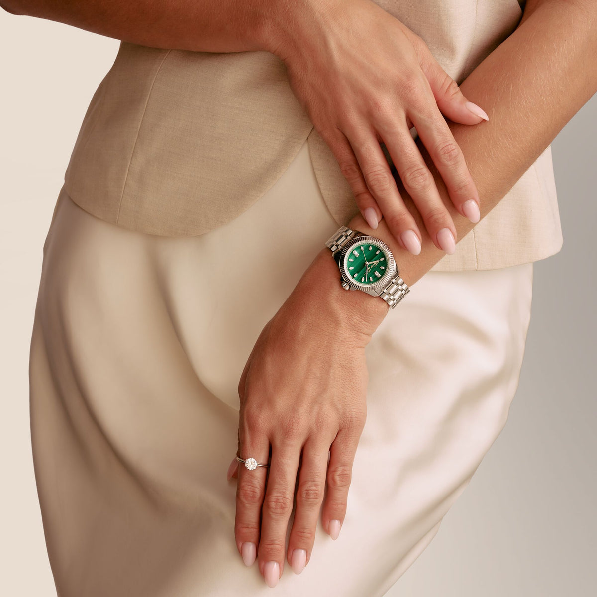 THOMAS SABO Ladies Dark Green Malachite Divine Watch Silver