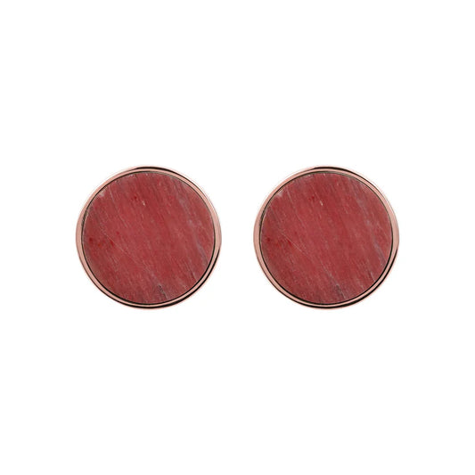 Button Earrings with Natural Stone