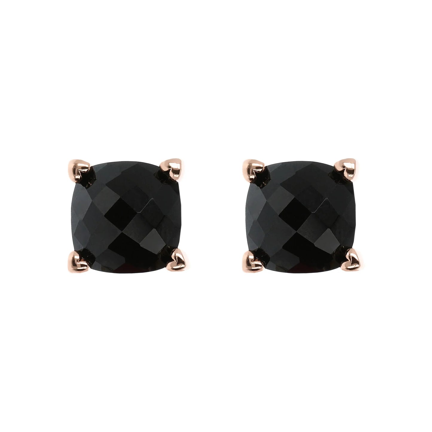 Button Earrings with Hearts and Natural Stone