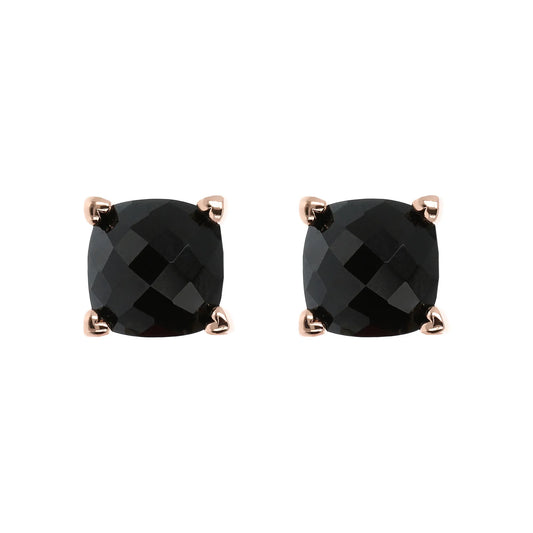 Button Earrings with Hearts and Natural Stone