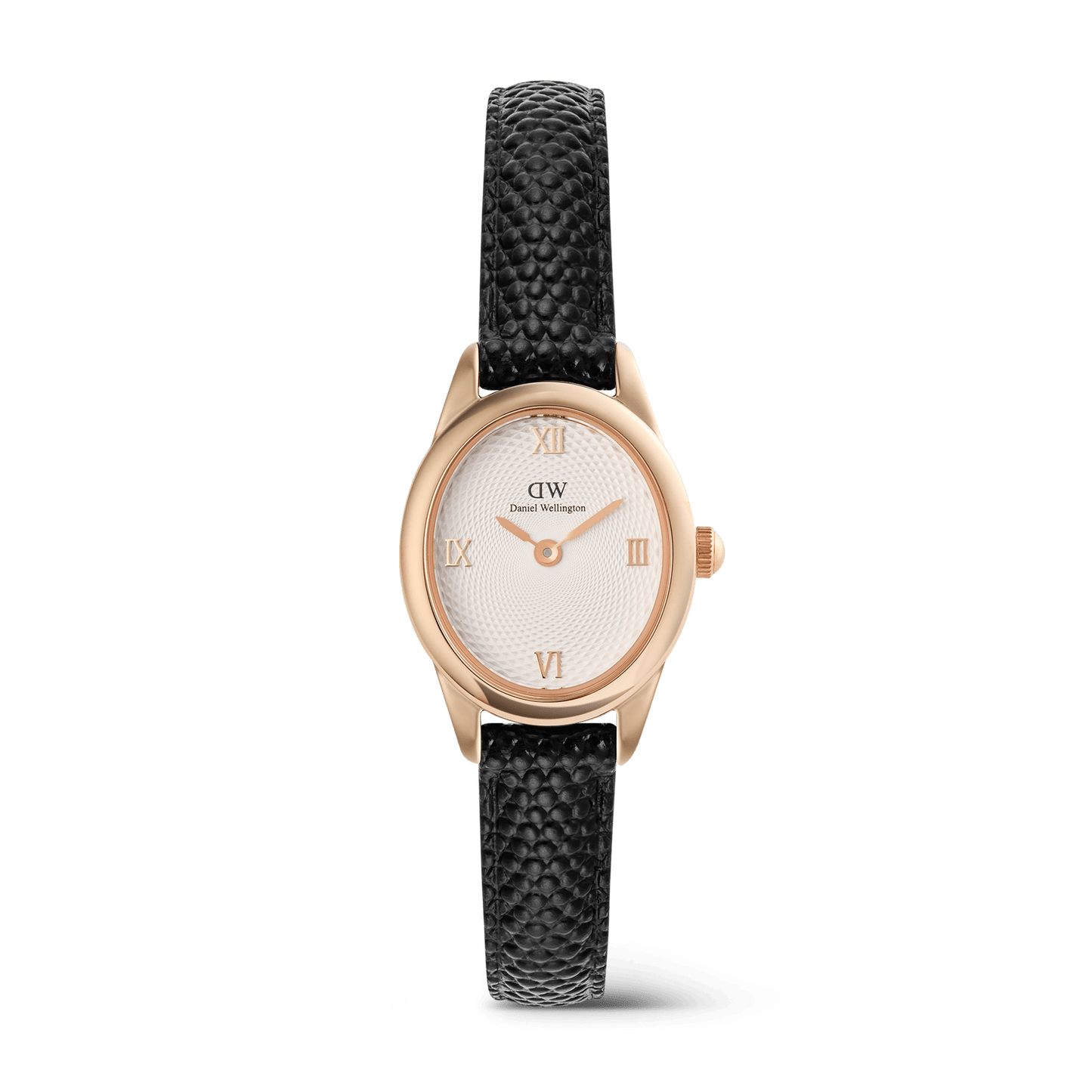 Daniel Wellington Ophelia Mini Black Lizard White Guilloché Rose Gold
