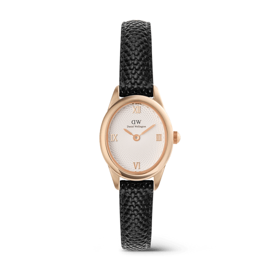 Daniel Wellington Ophelia Mini Black Lizard White Guilloché Rose Gold