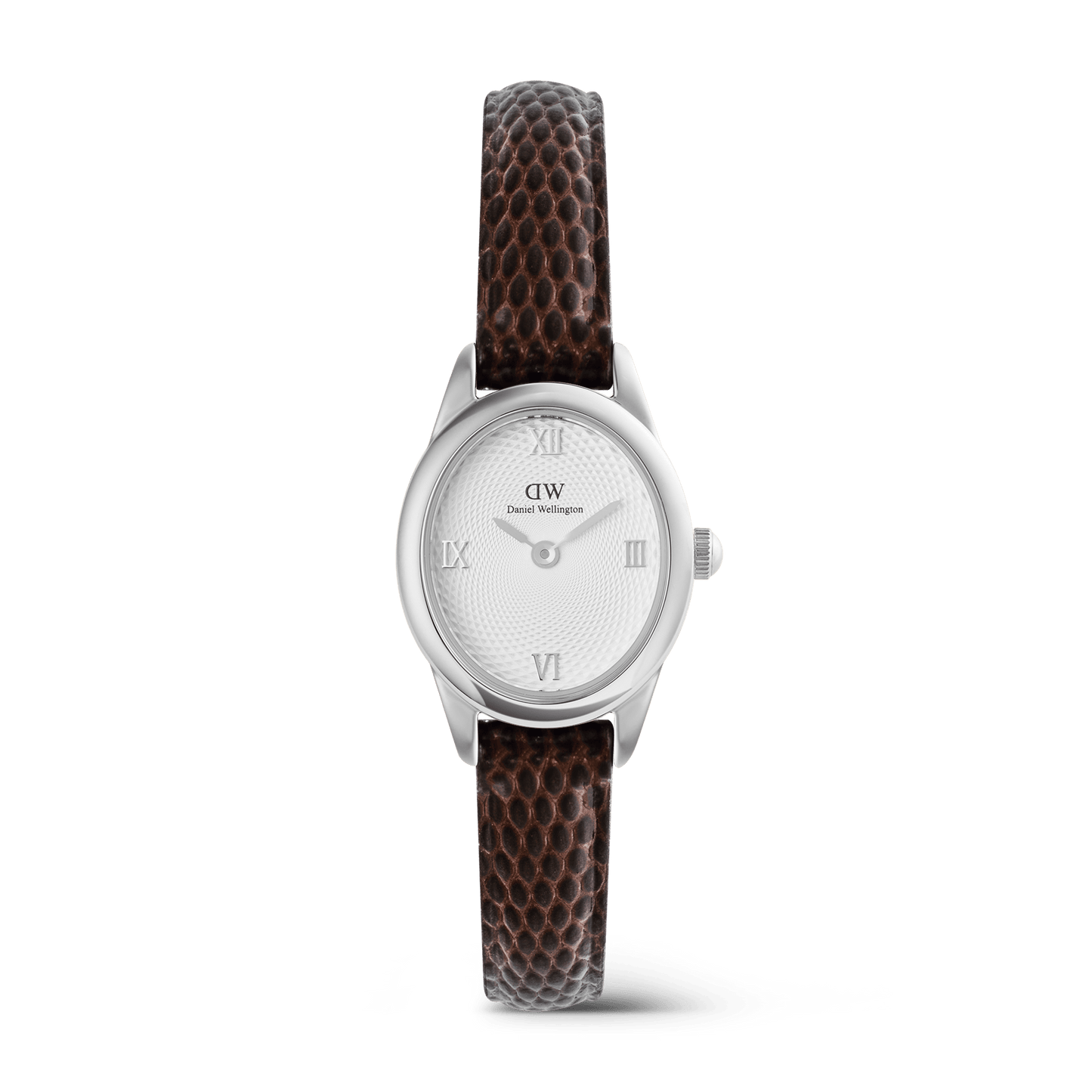 Daniel Wellington Ophelia Mini Dark Brown Lizard White Guilloché Silver