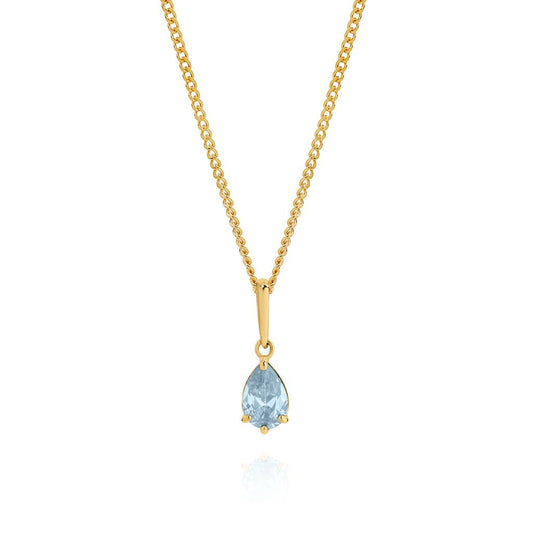 9ct gold aquamarine colour cubic zirconia pendant