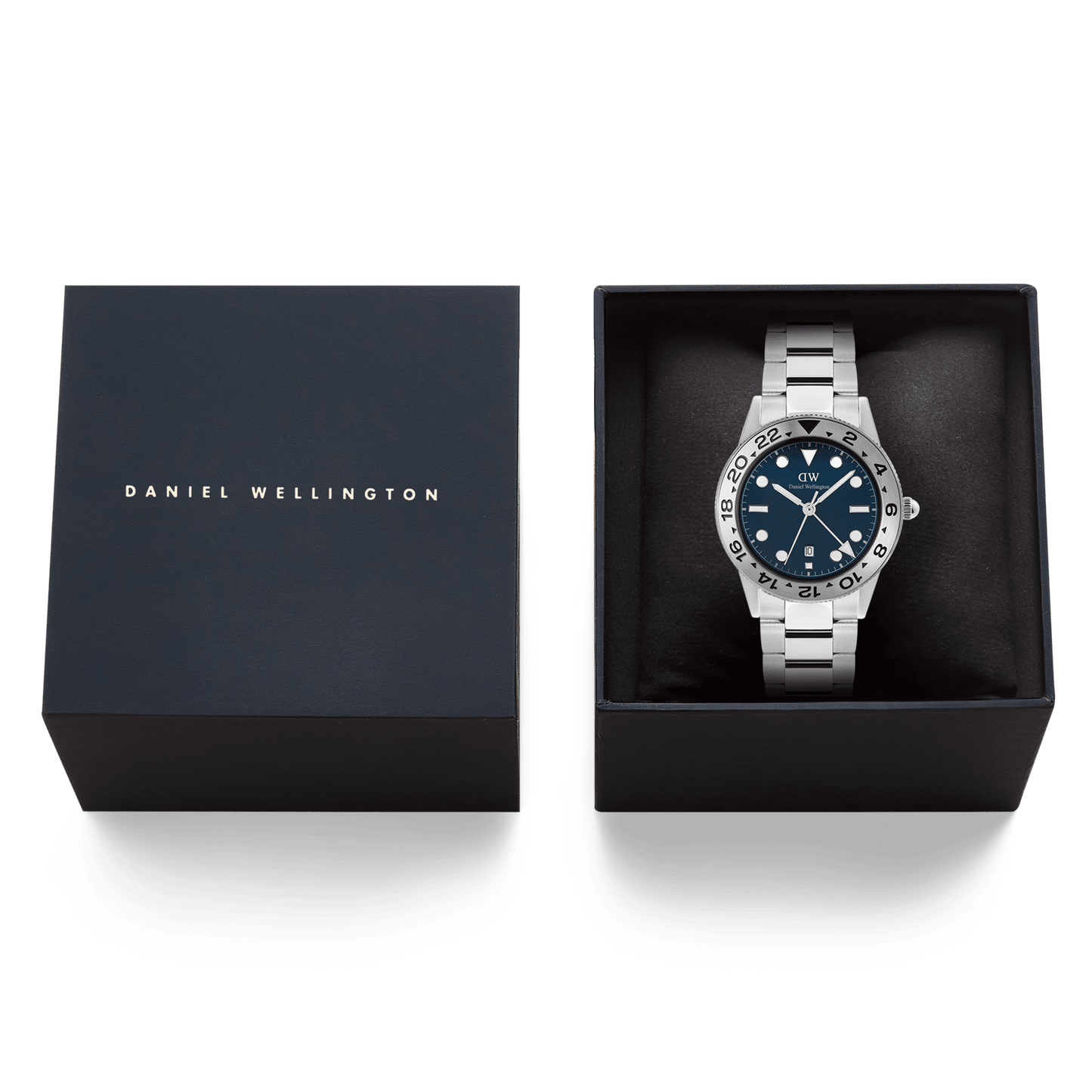 Daniel Wellington Iconic GMT Link Brushed Bezel Silver
